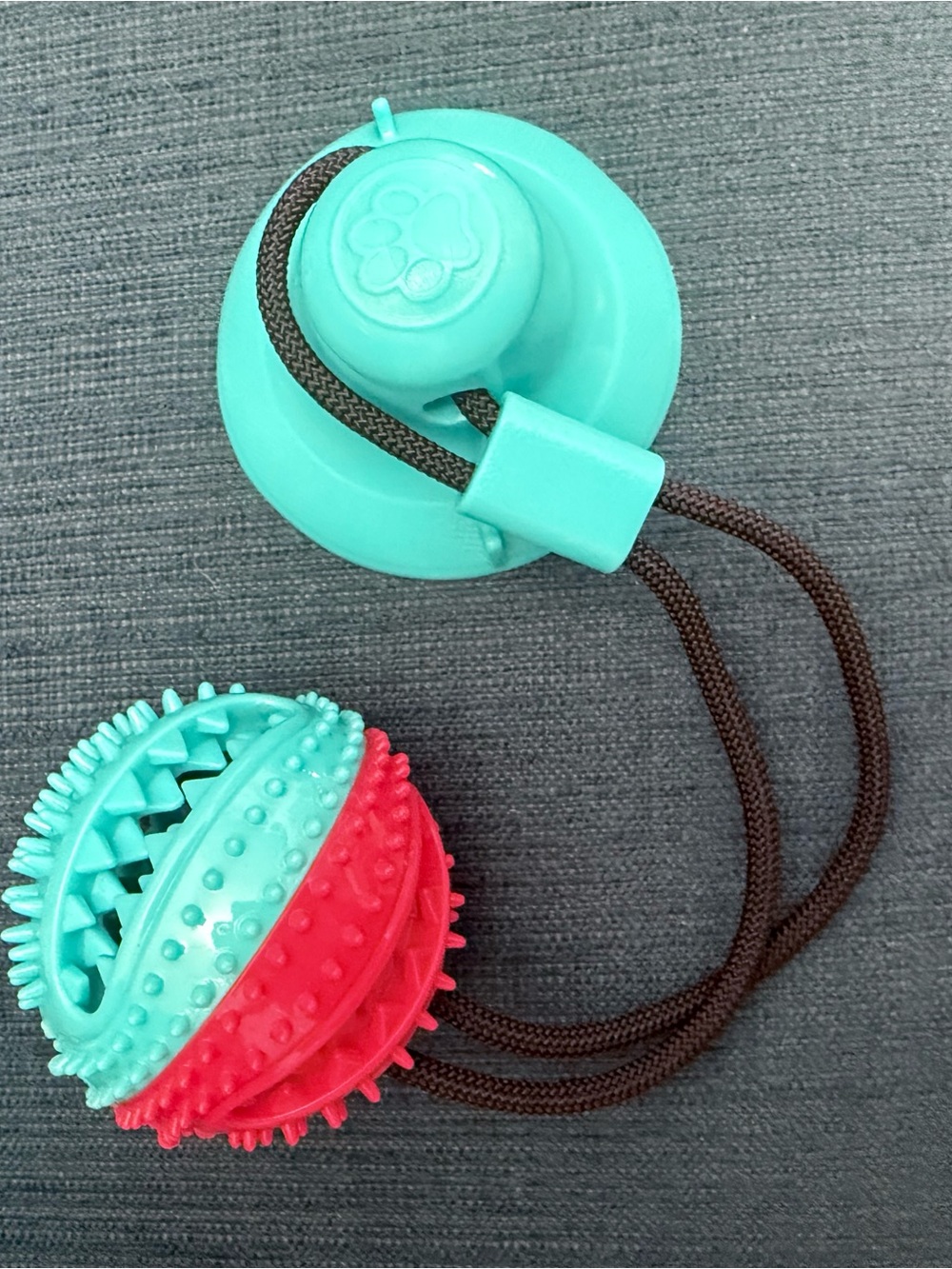Textured Tug Toy Ball suction to floor